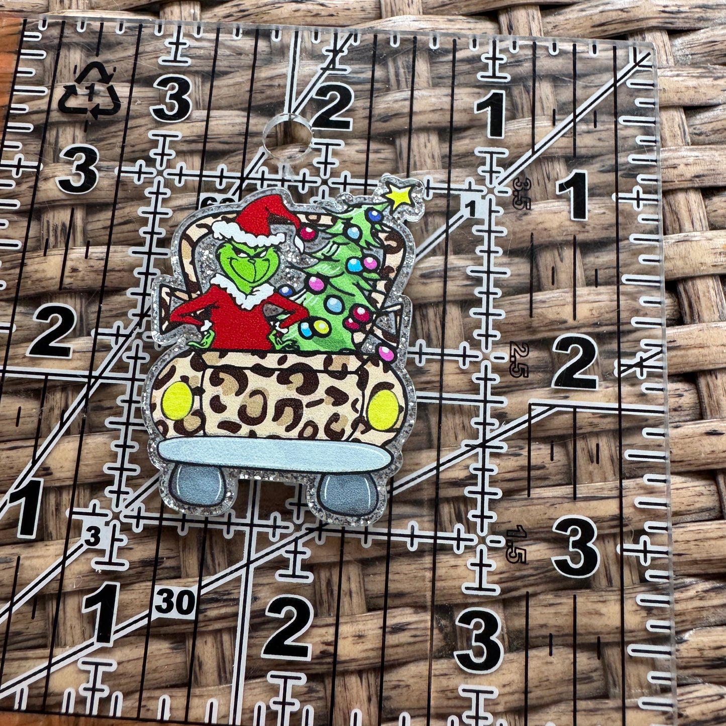 Acrylic Flatback,  Planar, Cabochon, Single Pc -Grinch in Truck