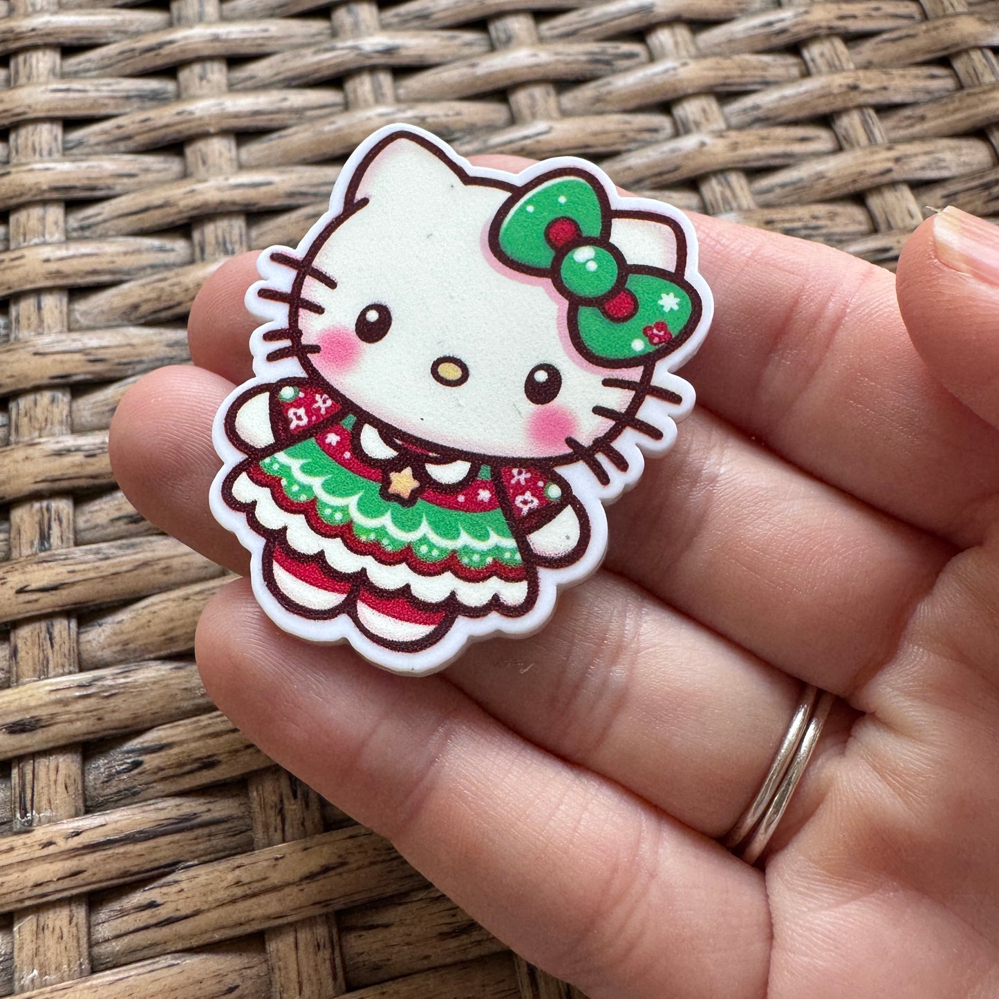 Acrylic Flatback,  Planar, Cabochon, Single Pc -Hello Kitty Christmas