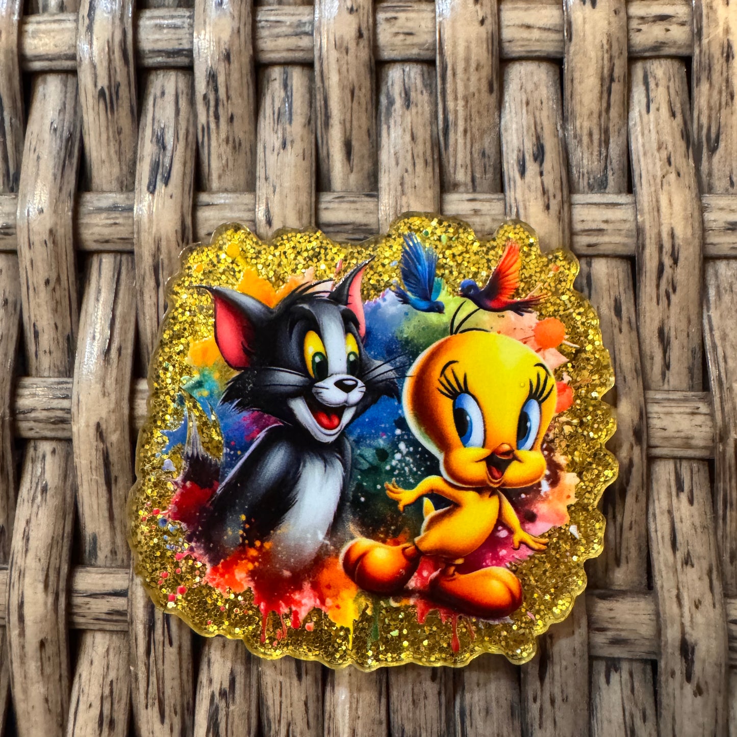 Sylvester and Tweety Bird Cartoon Acrylic Flatback,  Planar, Cabochon, Single Pc