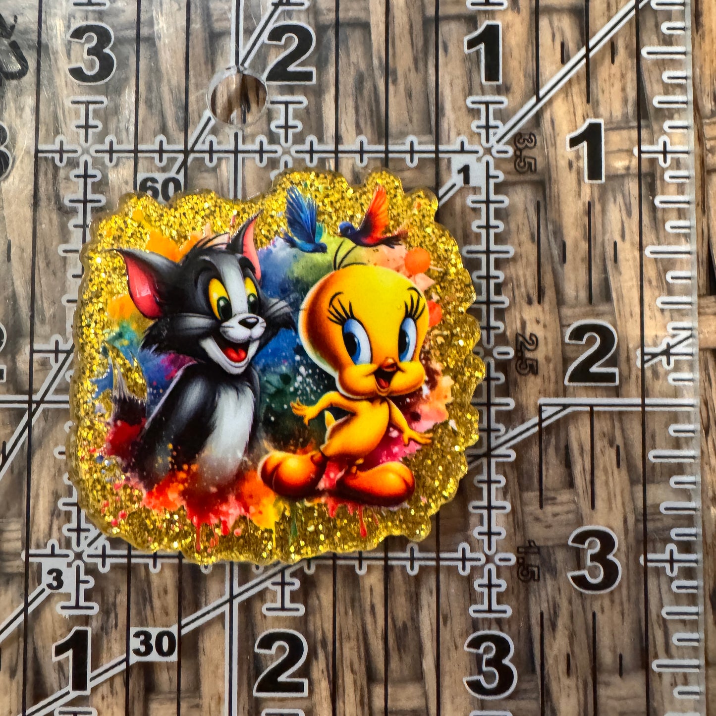 Sylvester and Tweety Bird Cartoon Acrylic Flatback,  Planar, Cabochon, Single Pc