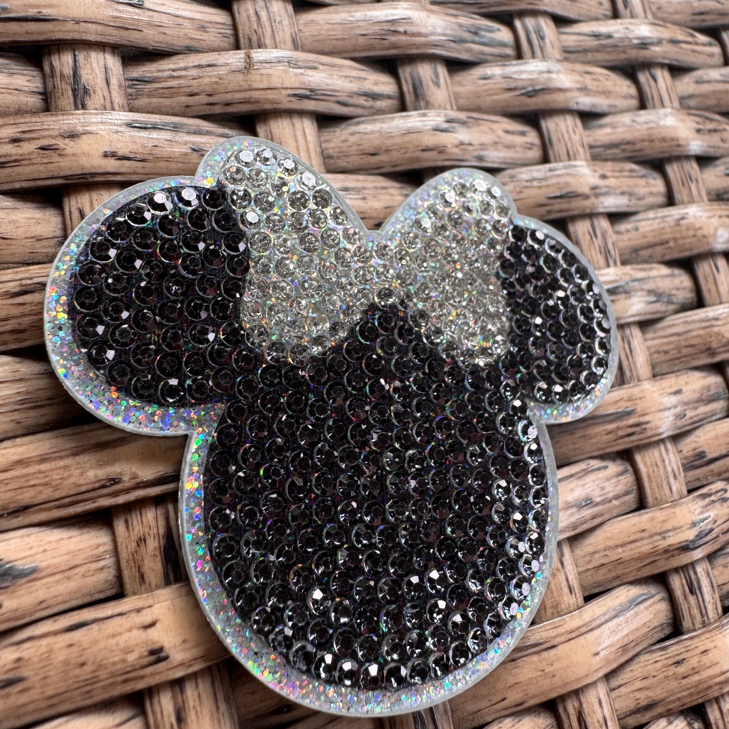 Acrylic Flatback,  Planar, Cabochon, Single Pc -Rhinestone Black Mickey Head with Bow