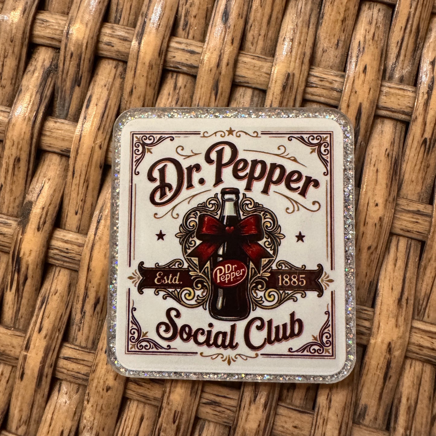 Dr Pepper Acrylic Flatback,  Planar, Cabochon, Single Pc