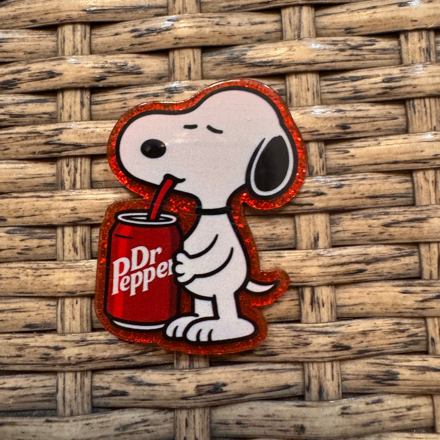 Dr Pepper Snoopy Acrylic Flatback,  Planar, Cabochon, Single Pc
