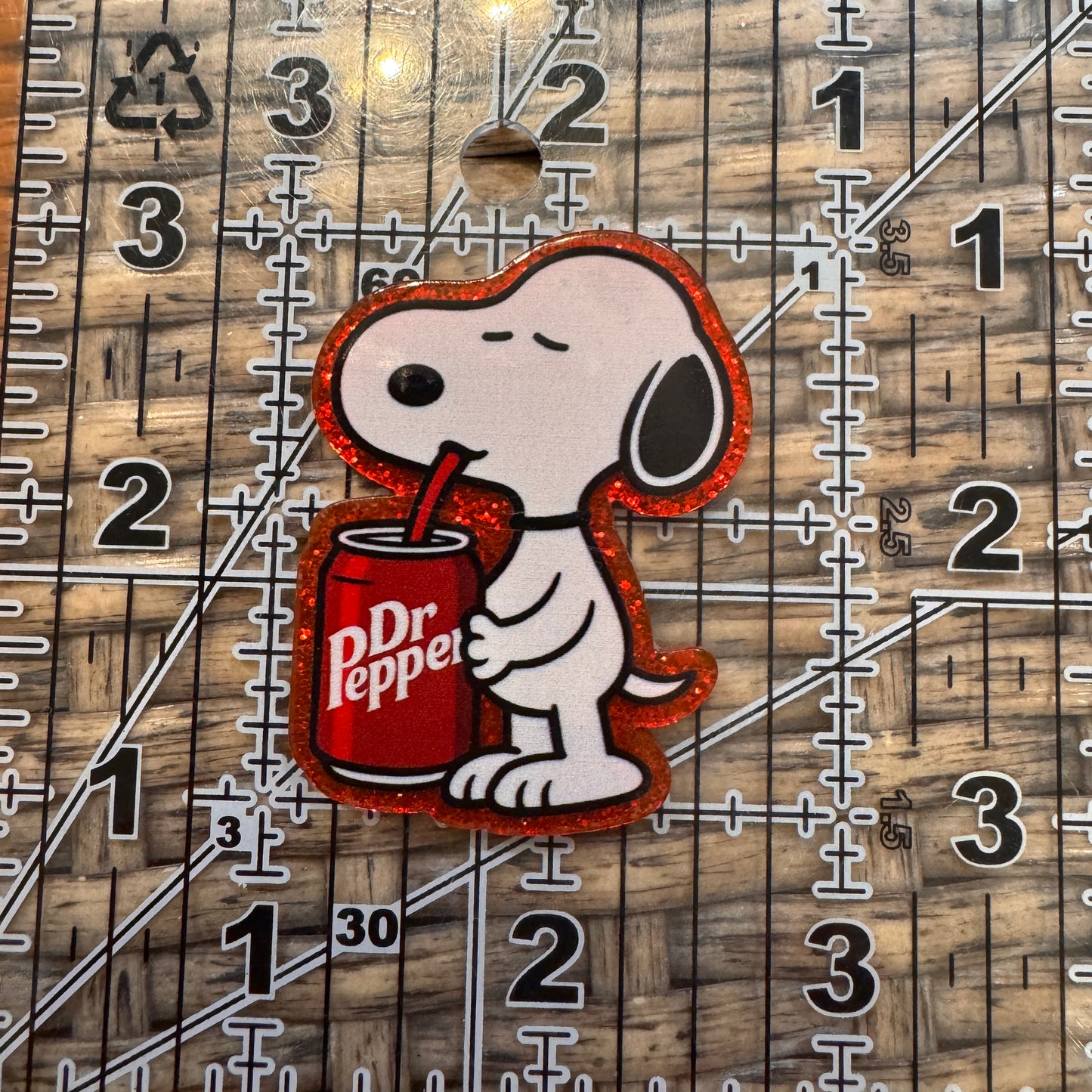 Dr Pepper Snoopy Acrylic Flatback,  Planar, Cabochon, Single Pc
