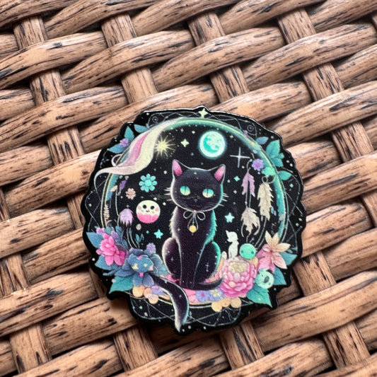Acrylic Flatback,  Planar, Cabochon, Single Pc - Black Cat