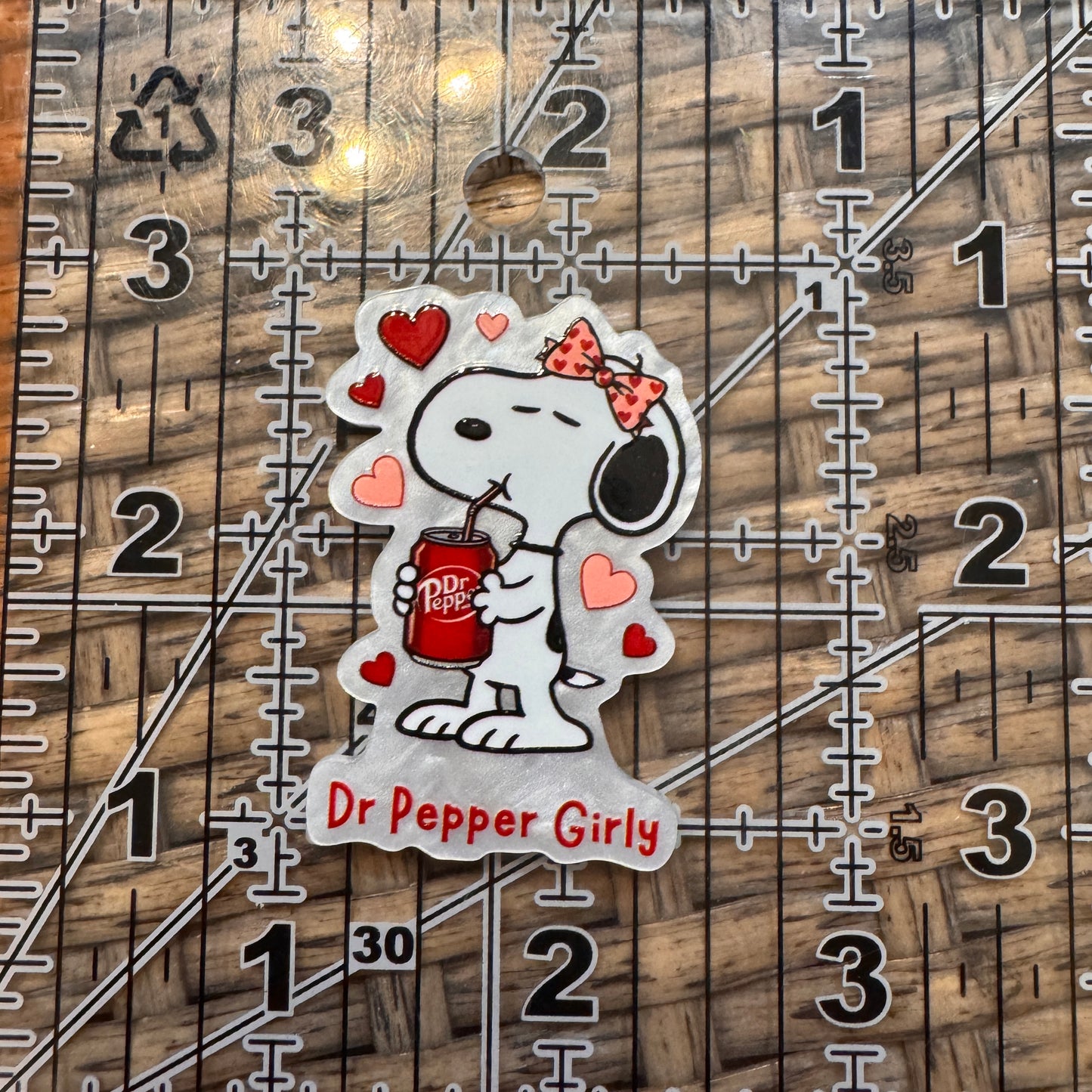 Dr Pepper and Snoopy Acrylic Flatback,  Planar, Cabochon, Single Pc