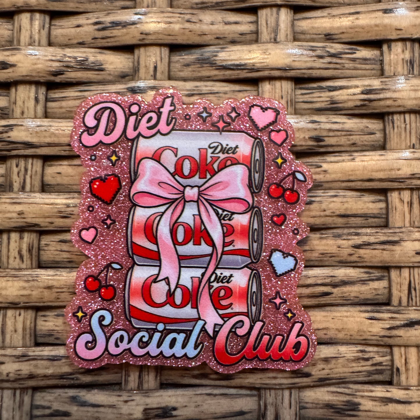 Diet Coke Social Club Acrylic Flatback,  Planar, Cabochon, Single Pc