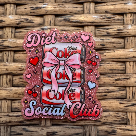 Diet Coke Social Club Acrylic Flatback,  Planar, Cabochon, Single Pc