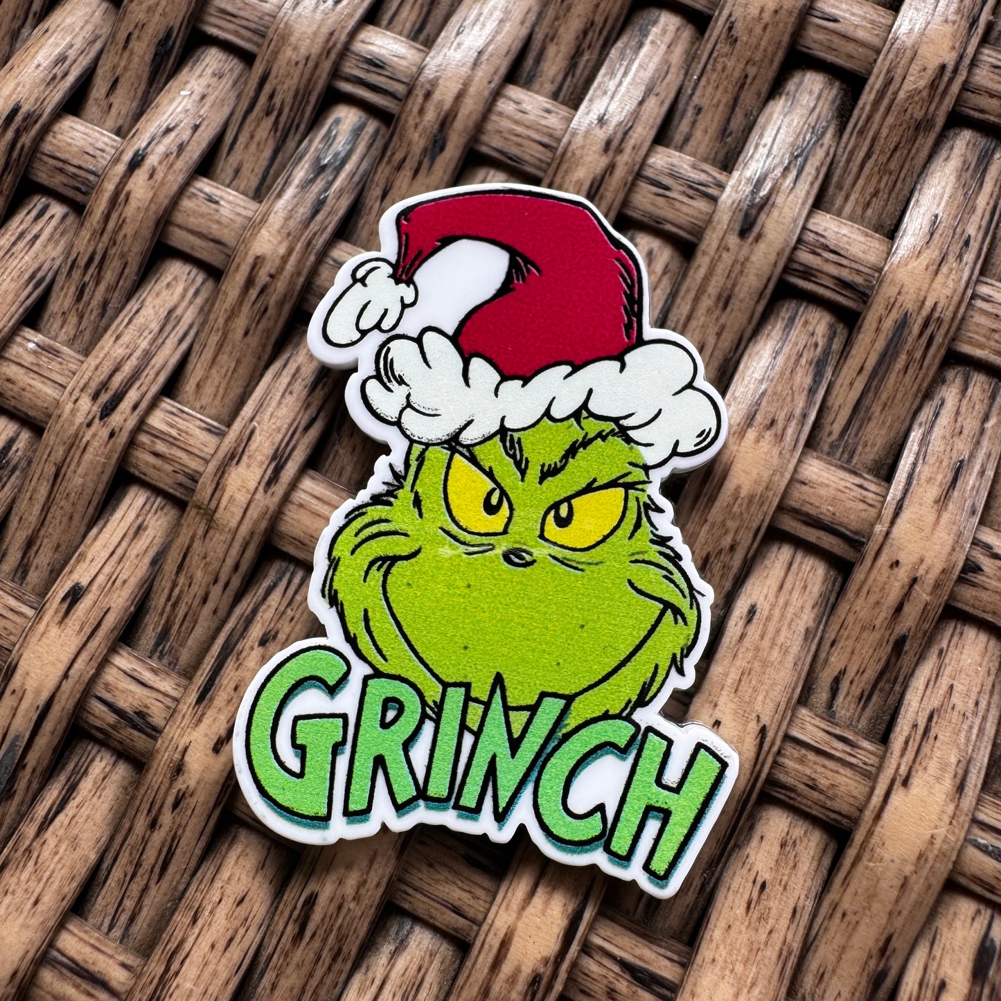 Acrylic Flatback,  Planar, Cabochon, Single Pc - Grinch in Red hat