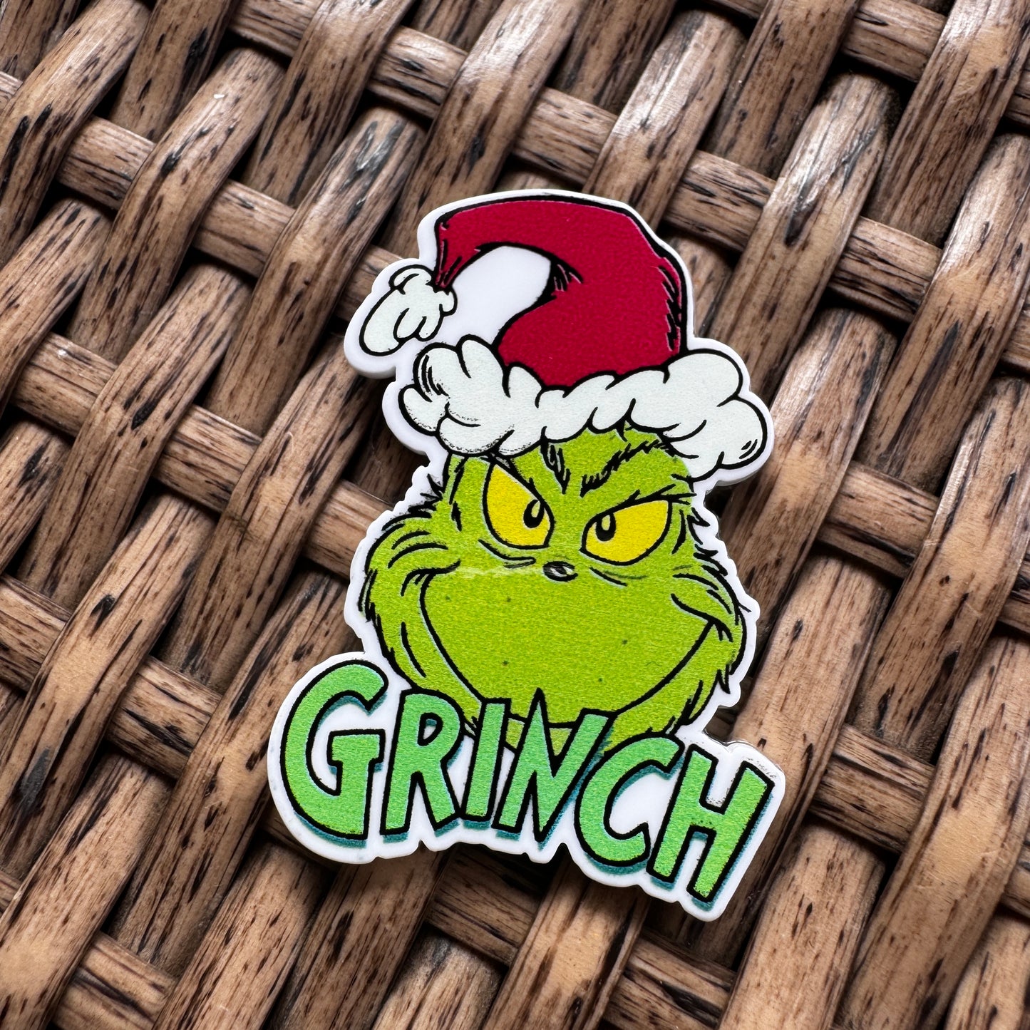Acrylic Flatback,  Planar, Cabochon, Single Pc - Grinch in Red hat