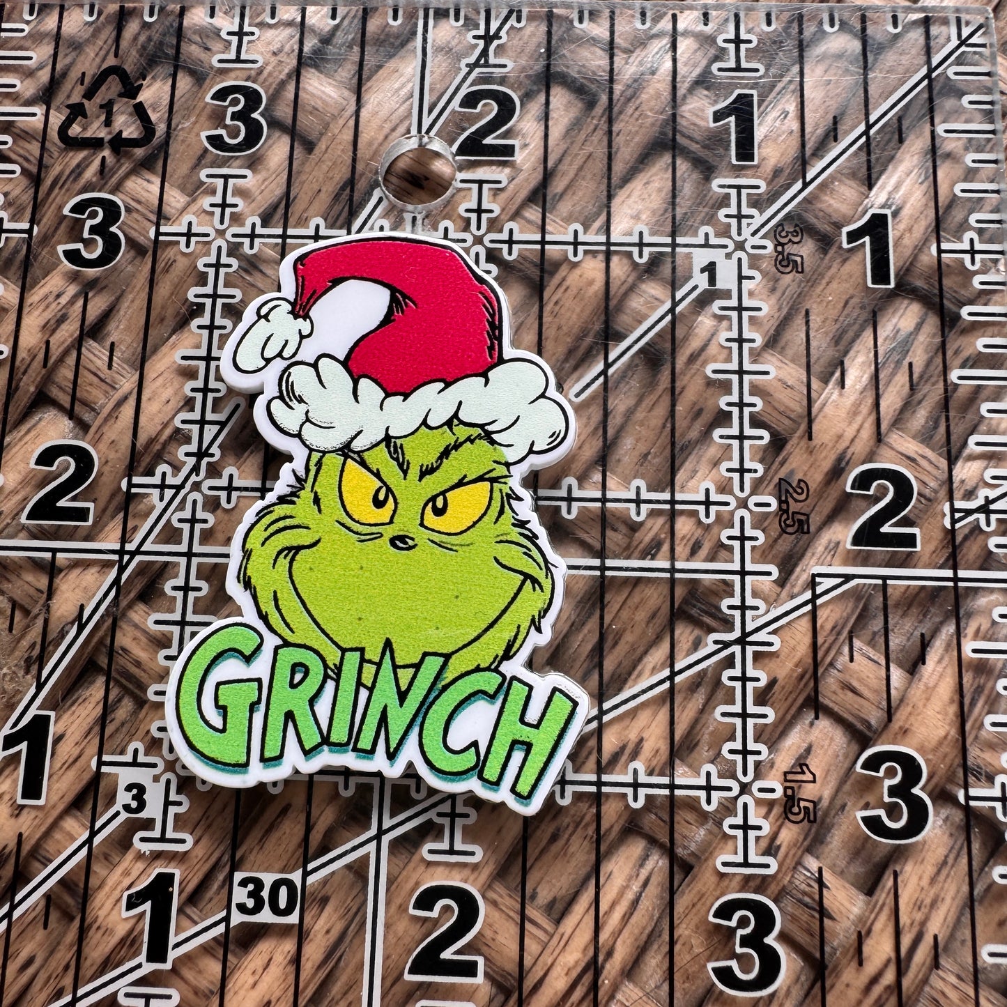 Acrylic Flatback,  Planar, Cabochon, Single Pc - Grinch in Red hat
