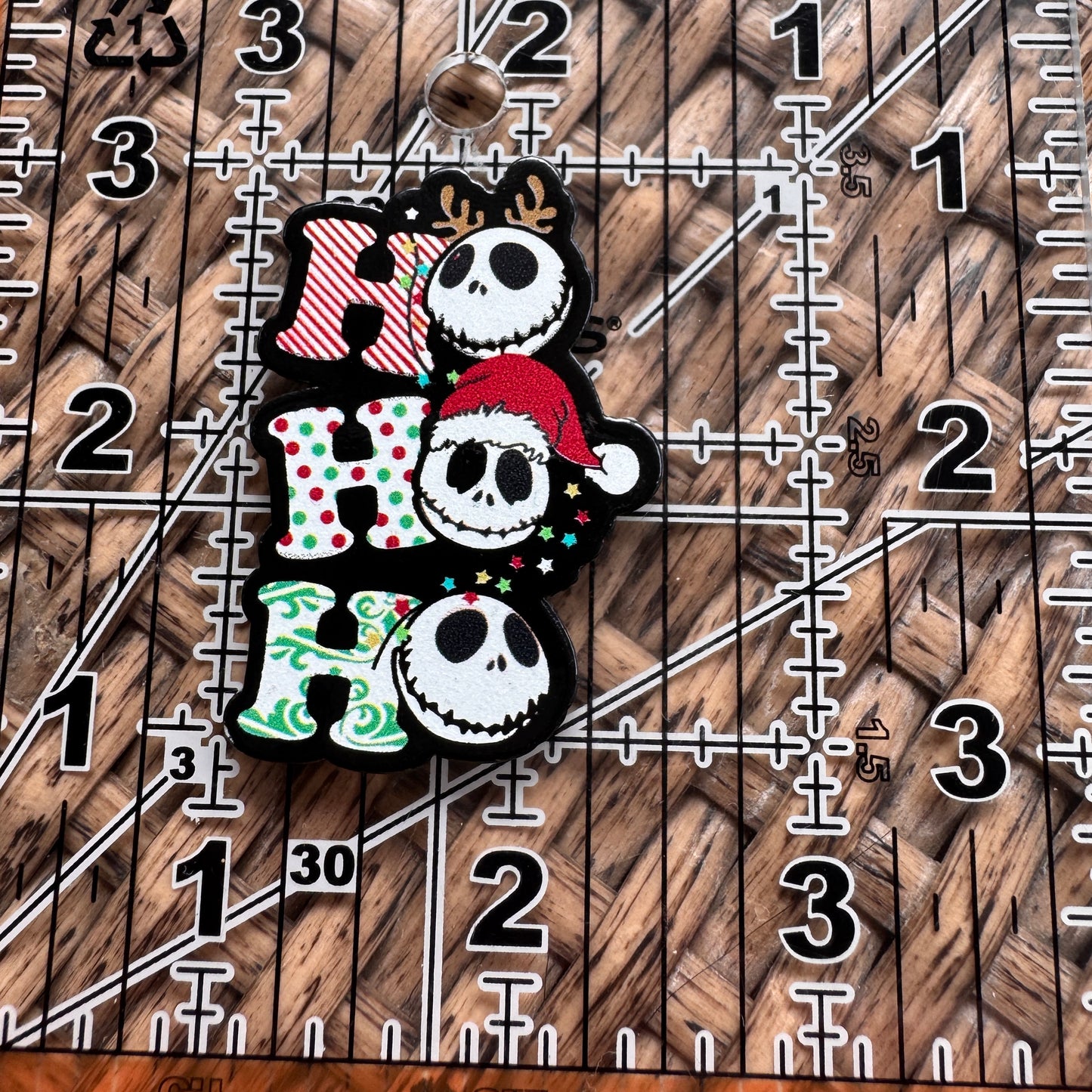 Acrylic Flatback,  Planar, Cabochon, Single Pc - Ho Ho Ho Nightmare Before Christmas