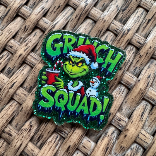 Acrylic Flatback,  Planar, Cabochon, Single Pc - Grinch Squad