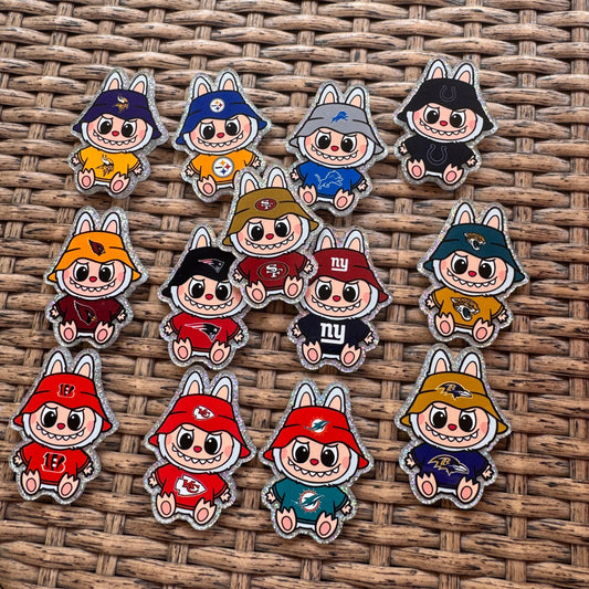 Acrylic Flatback,  Planar, Cabochon, Single Pc - Labubu Sports Teams