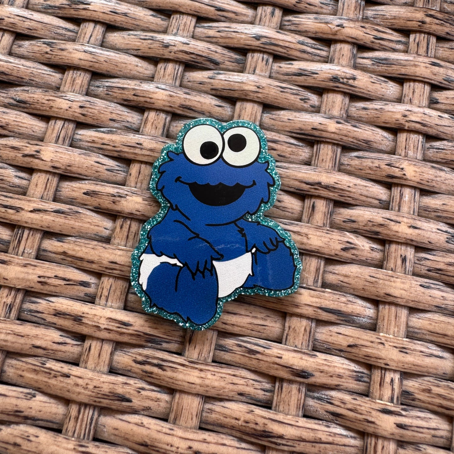 Acrylic Flatback,  Planar, Cabochon, Single Pc - Baby Cookie Monster