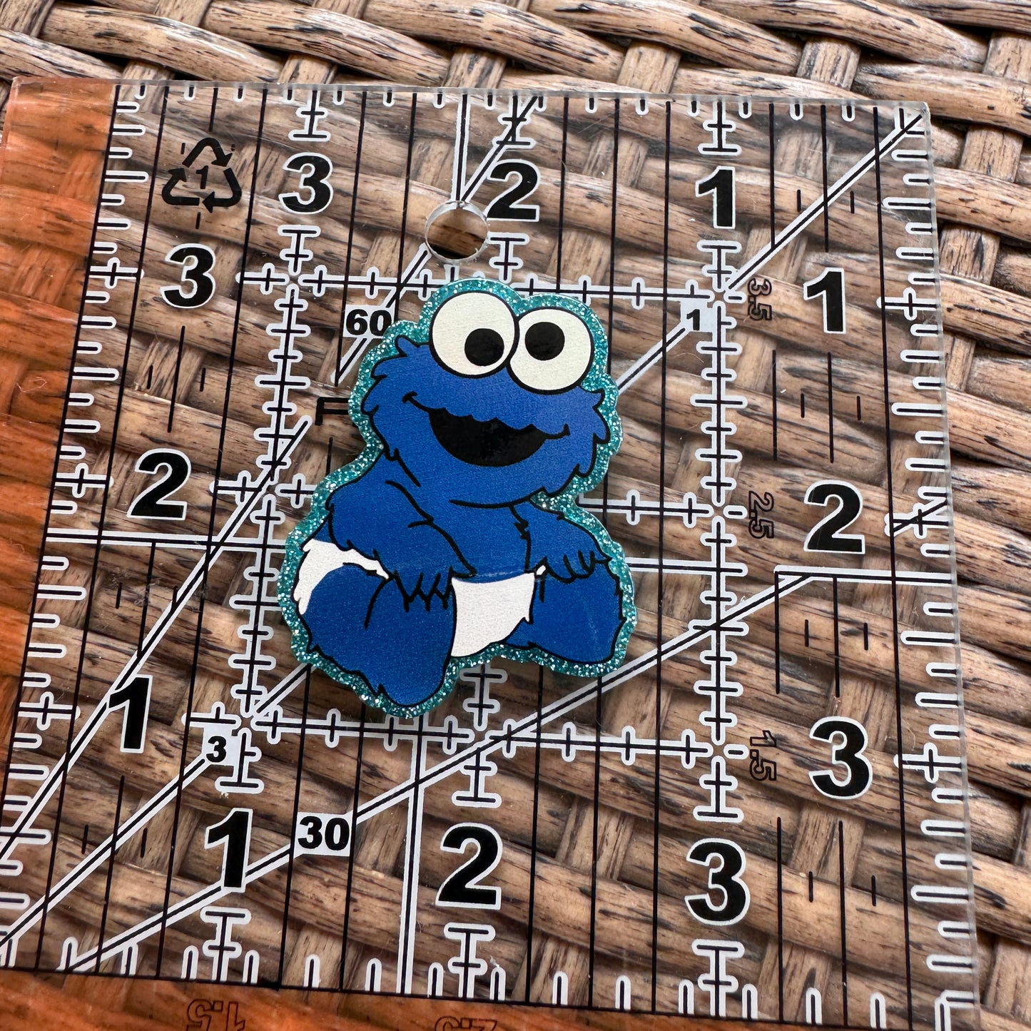 Acrylic Flatback,  Planar, Cabochon, Single Pc - Baby Cookie Monster