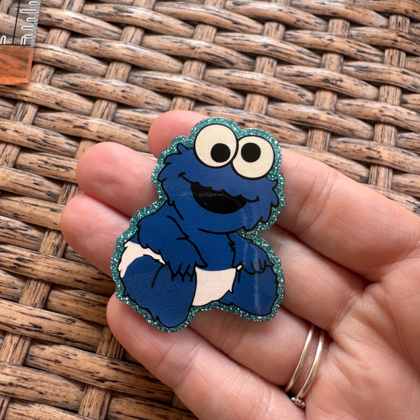Acrylic Flatback,  Planar, Cabochon, Single Pc - Baby Cookie Monster
