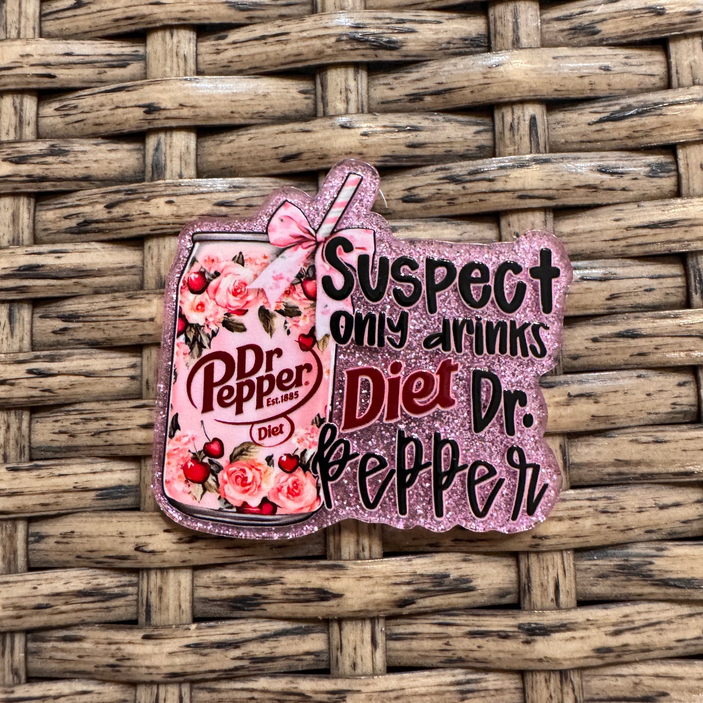 Pink Diet Dr Pepper Acrylic Flatback Craft Embellishment