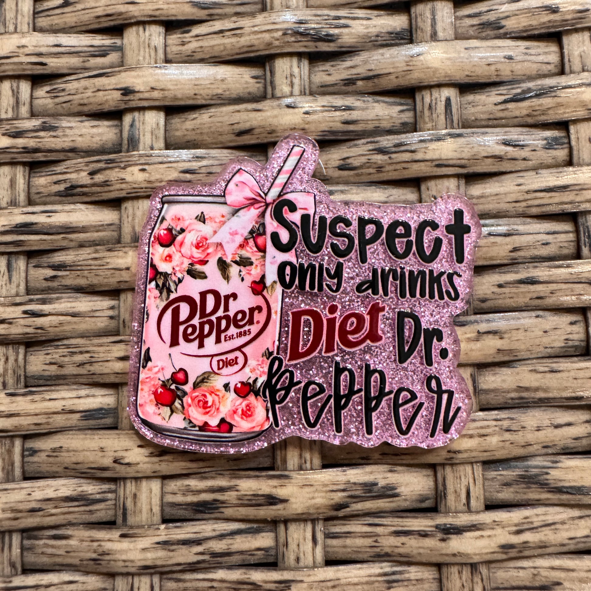 Pink Diet Dr Pepper Acrylic Flatback Craft Embellishment