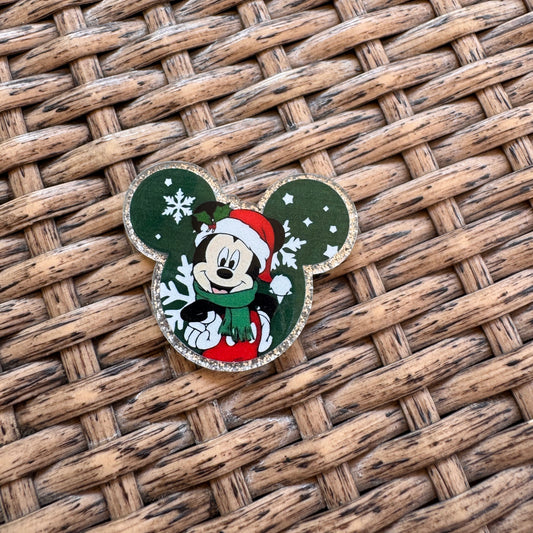 Acrylic Flatback,  Planar, Cabochon, Single Pc - Mickey Christmas