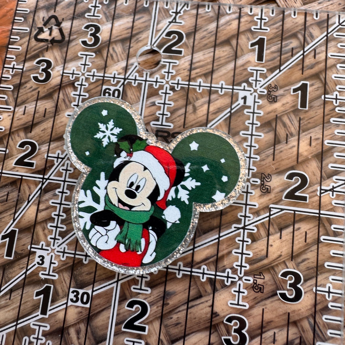 Acrylic Flatback,  Planar, Cabochon, Single Pc - Mickey Christmas
