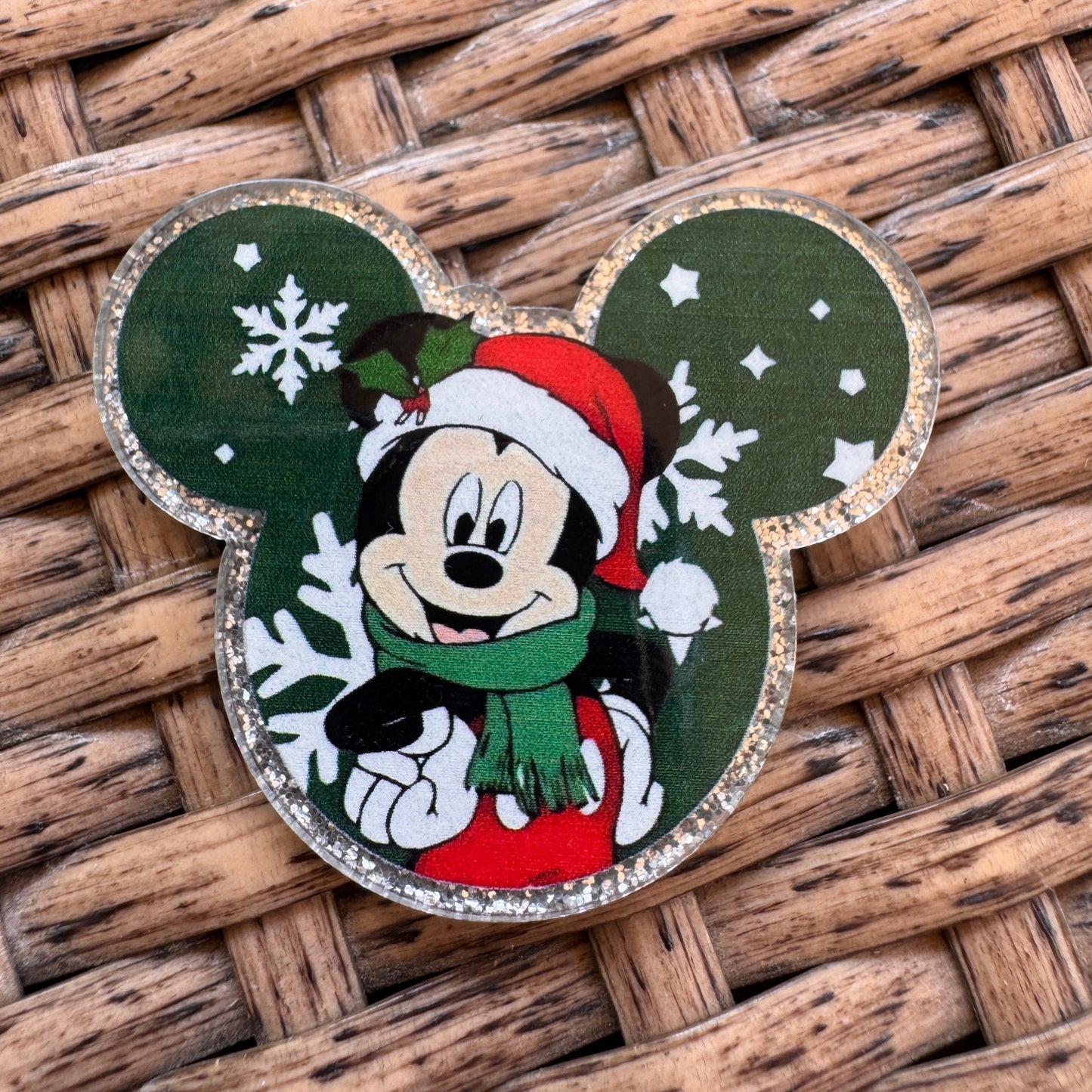 Acrylic Flatback,  Planar, Cabochon, Single Pc - Mickey Christmas