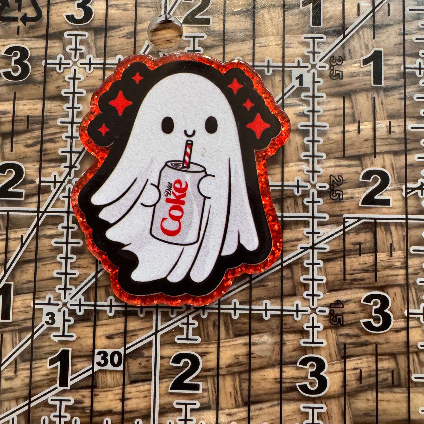Ghosty Diet Coke Glitter Flatback, Cheetah Print, Heart, Single Pc.