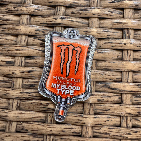 Monster Energy Drink IV Bag Flatback, Cheetah Print, Heart, Single Pc.