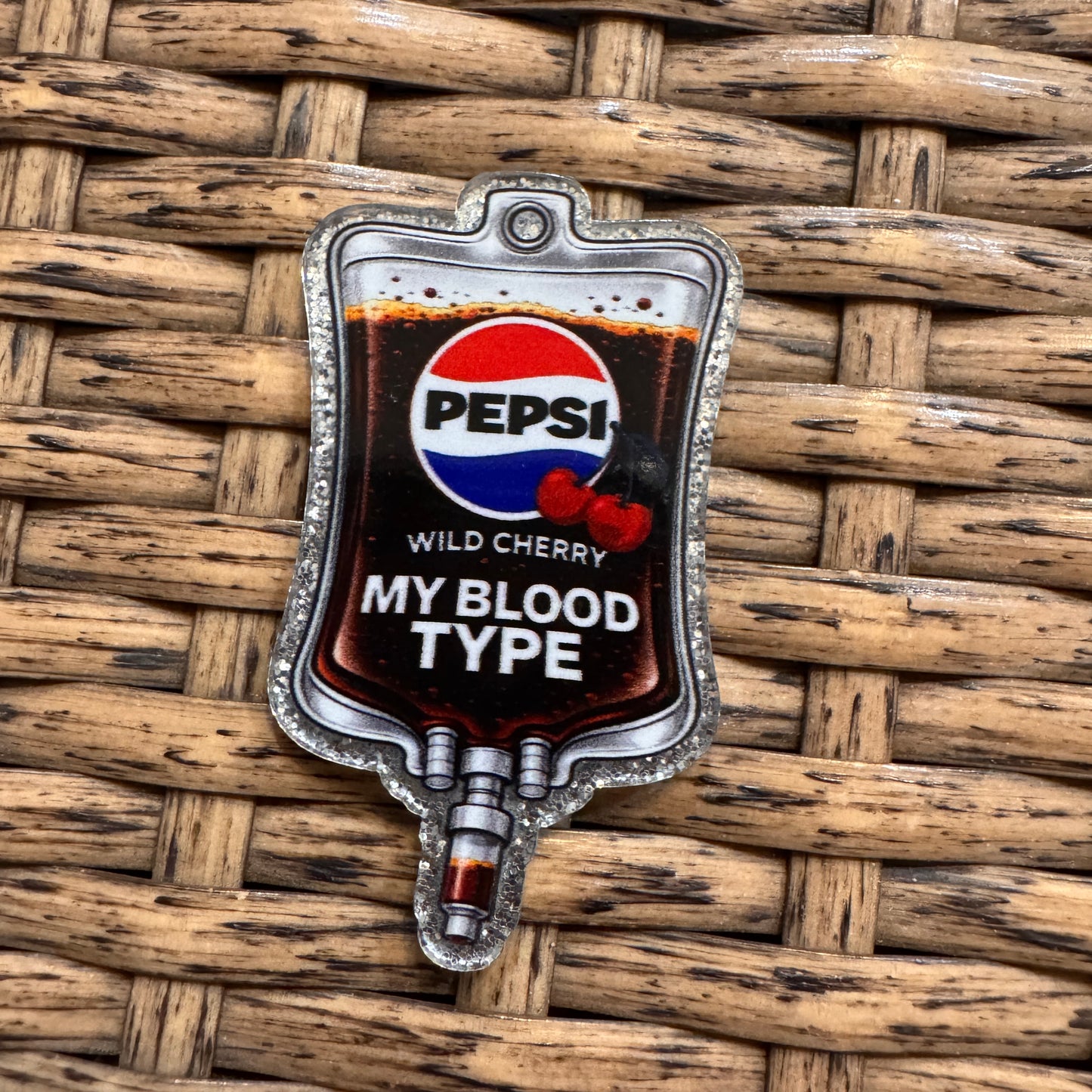 Cherry Pepsi IV Bag Flatback, Cheetah Print, Heart, Single Pc.