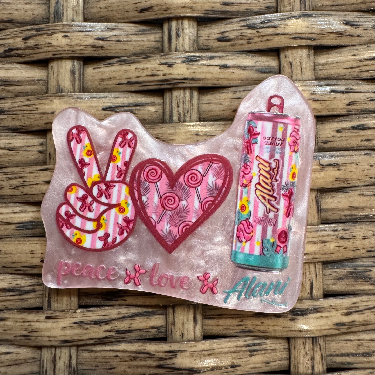 Alani Energy Drink Flatback, Cheetah Print, Heart, Single Pc.