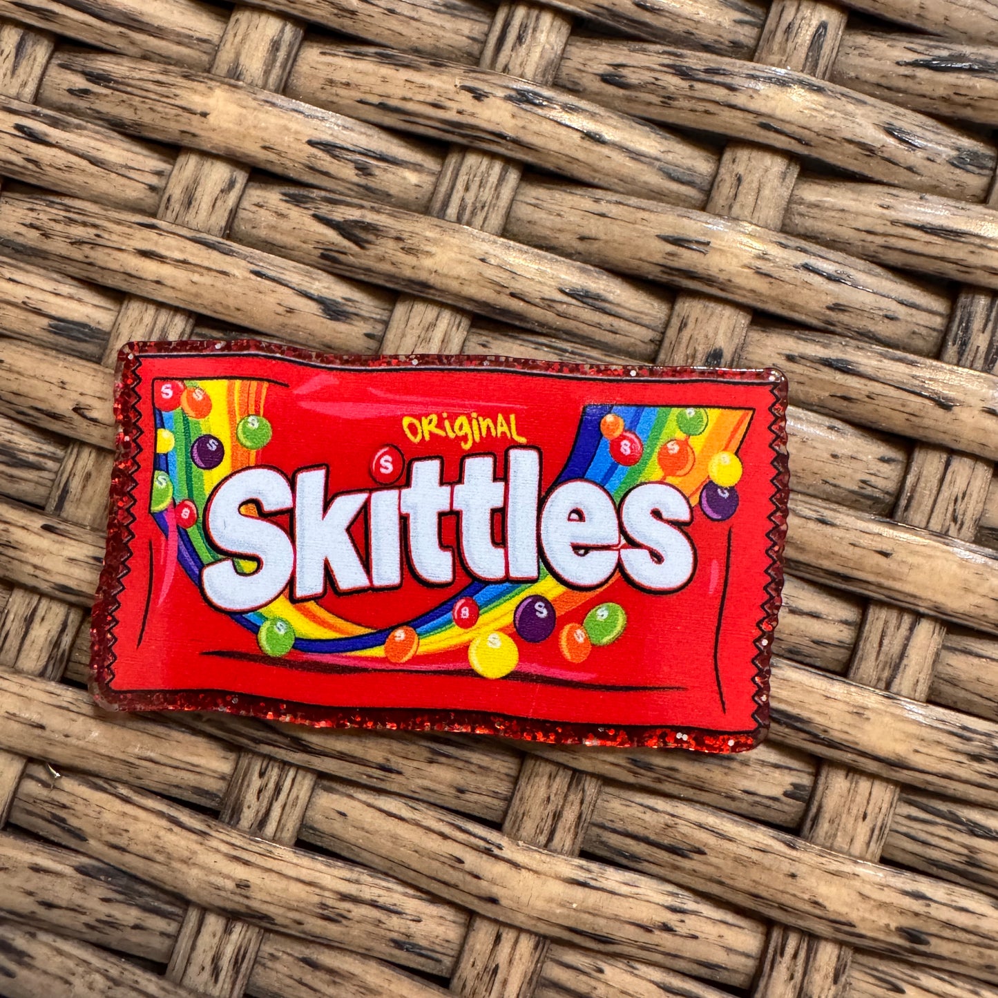 Skittles candy Flatback, Cheetah Print, Heart, Single Pc.