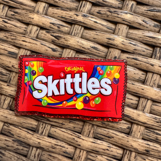Skittles candy Flatback, Cheetah Print, Heart, Single Pc.