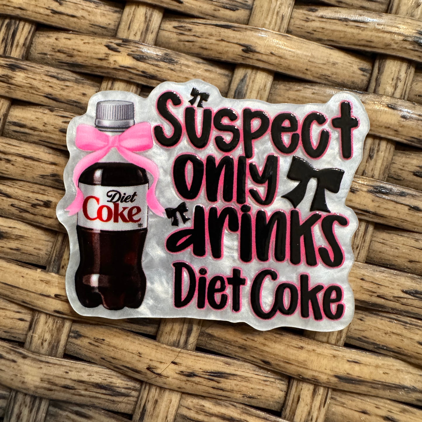 Diet Coke Flatback, Cheetah Print, Heart, Single Pc.