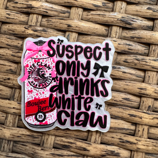 White Claw Beverage Flatback, Cheetah Print, Heart, Single Pc.