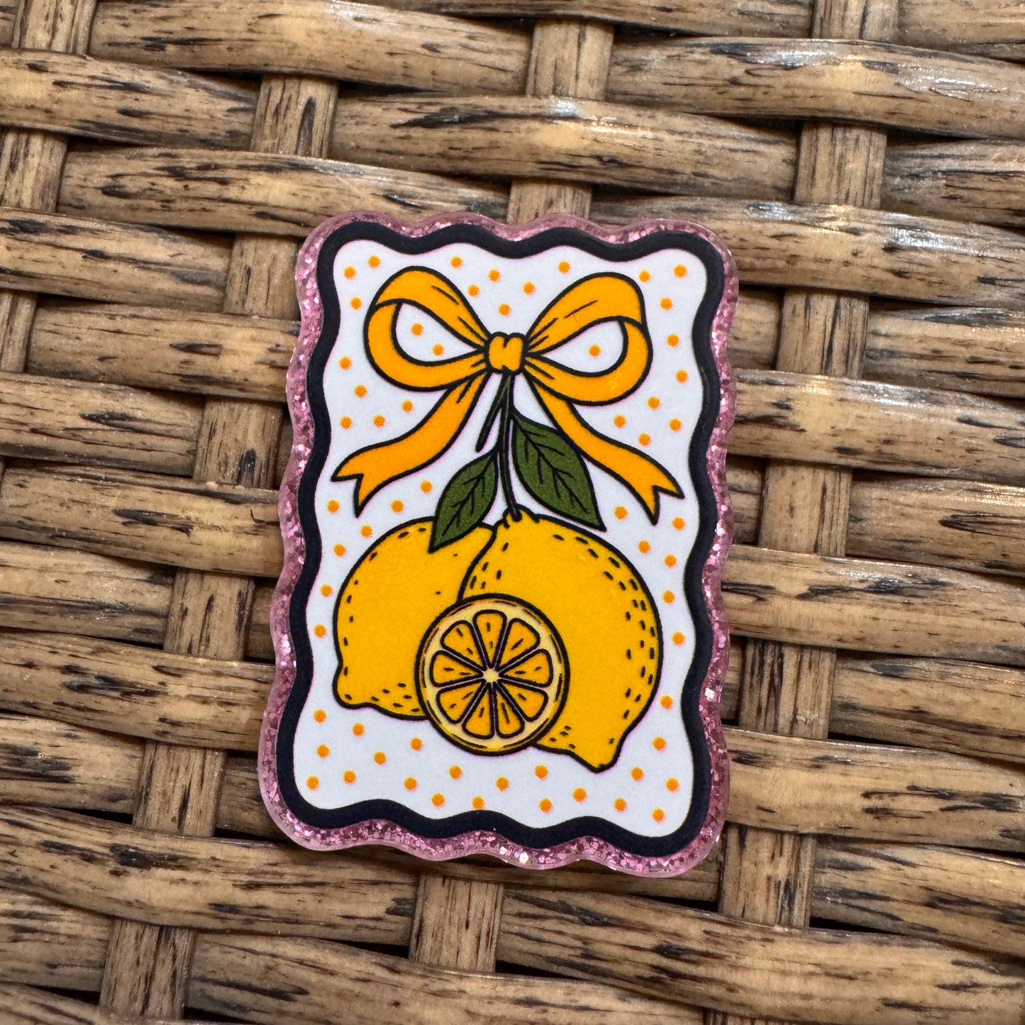 Acrylic Flatback Craft Embellishment Lemons with bow