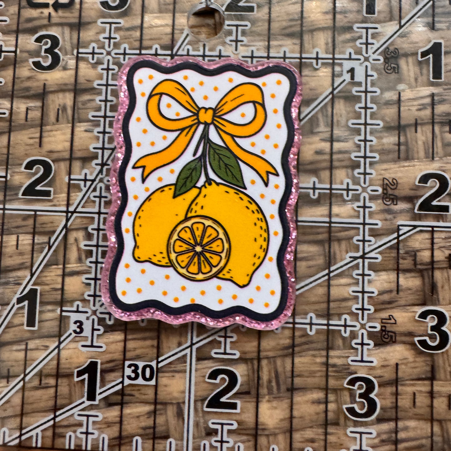 Acrylic Flatback Craft Embellishment Lemons with bow