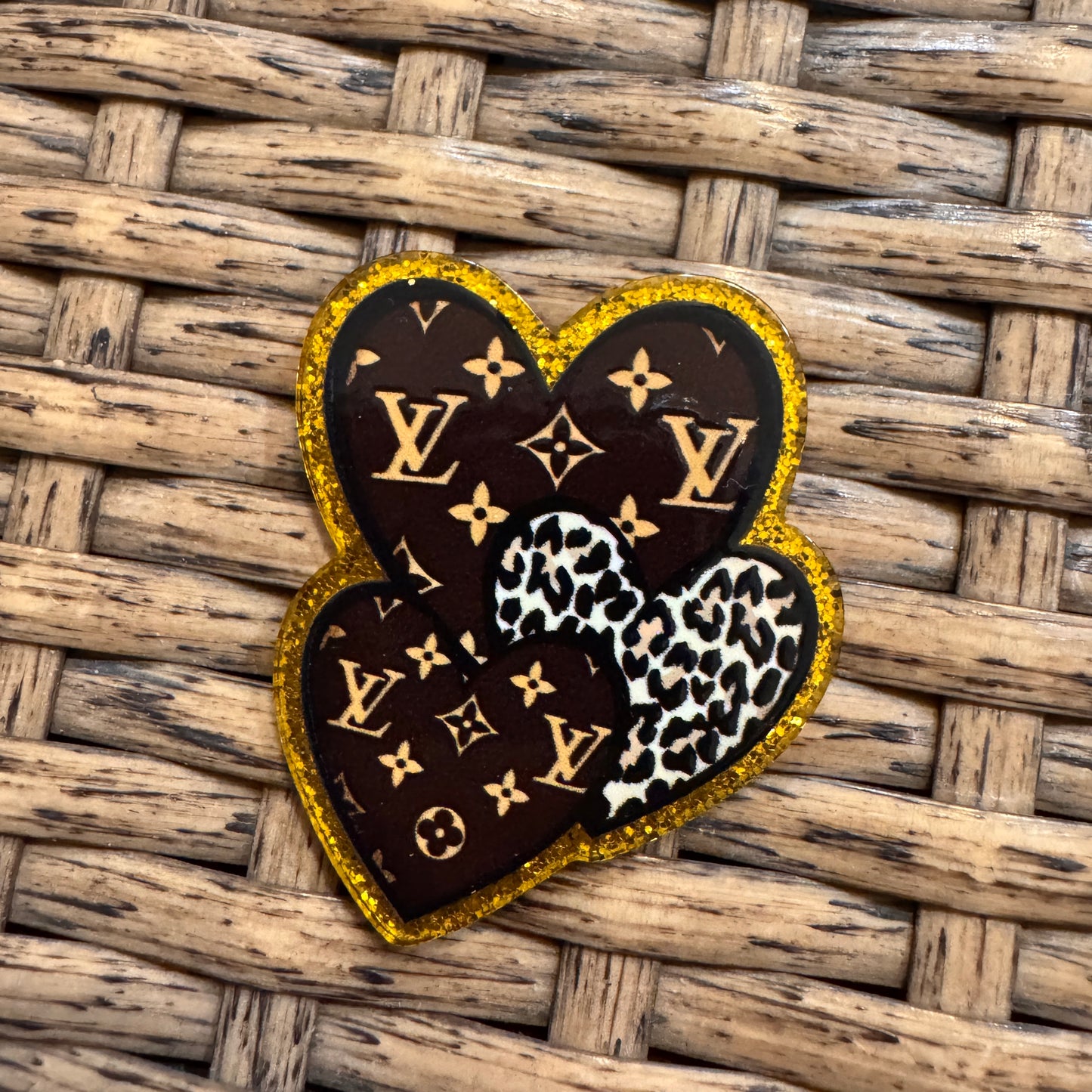 Acrylic Flatback Craft Embellishment Designer Brand LV Hearts