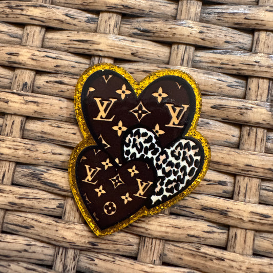 Acrylic Flatback Craft Embellishment Designer Brand LV Hearts