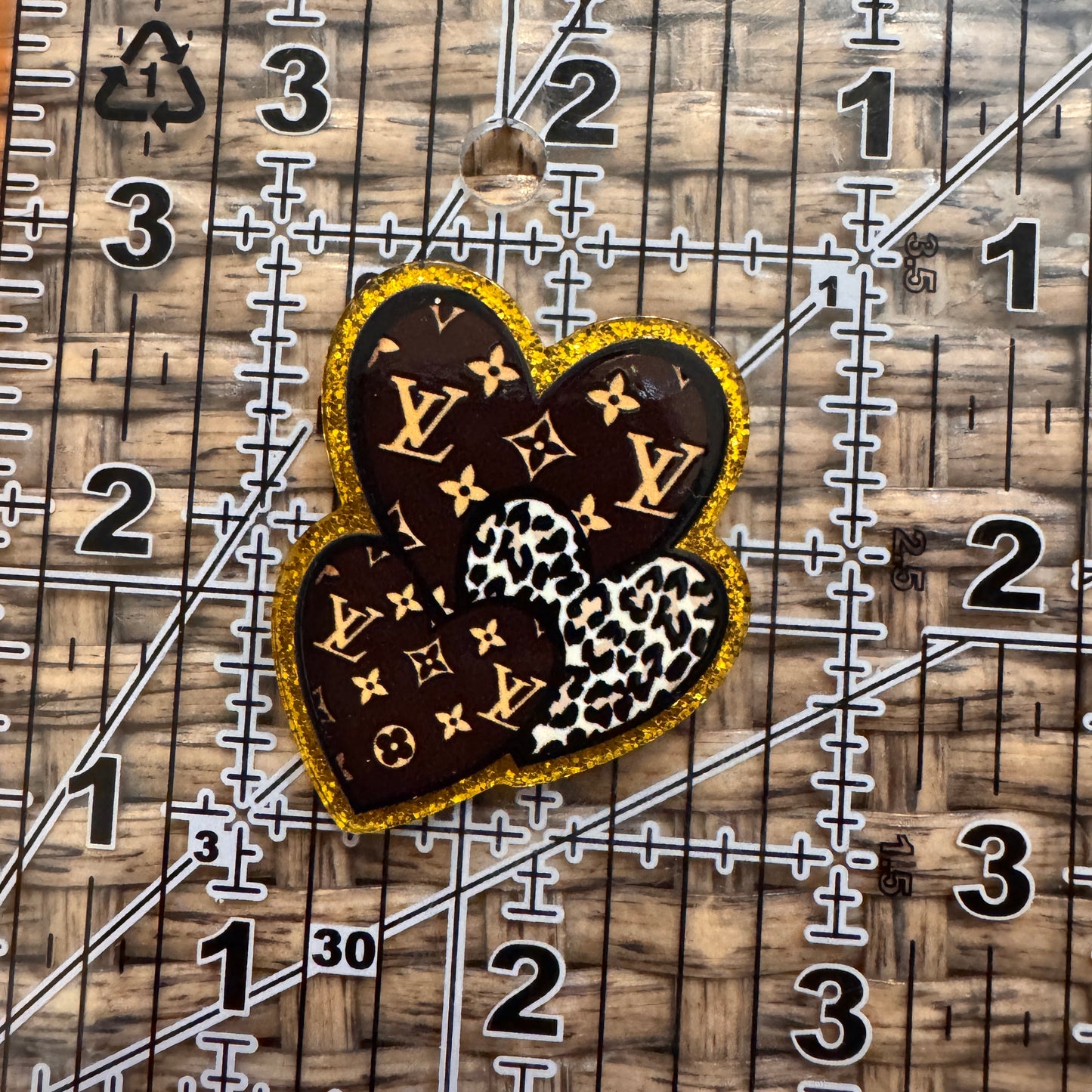 Acrylic Flatback Craft Embellishment Designer Brand LV Hearts