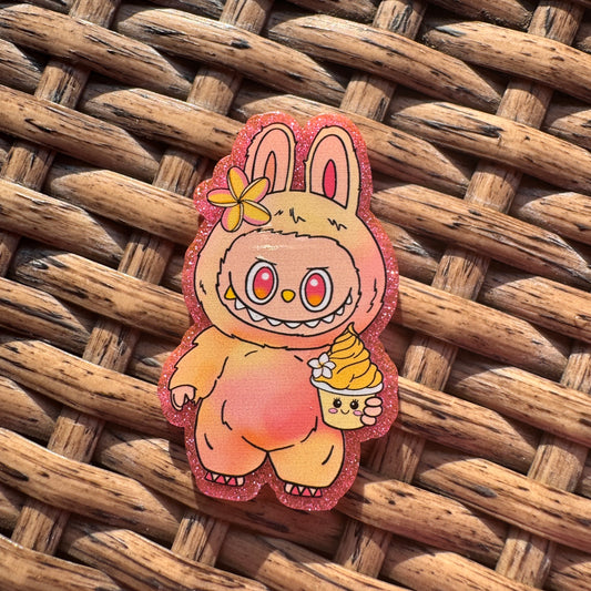 Acrylic Flatback,  Planar, Cabochon, Single Pc - Pink and Yellow Labu