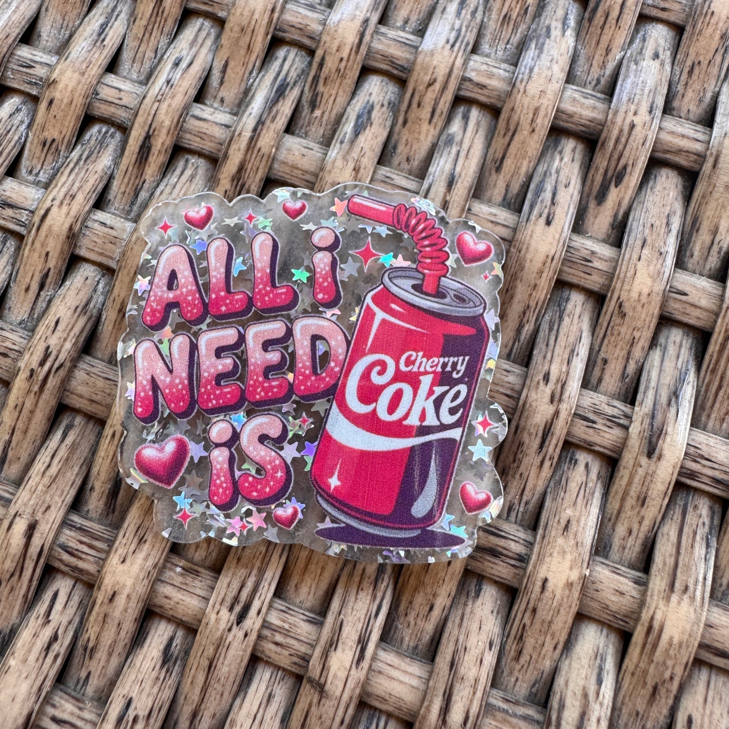 Acrylic Flatback,  Planar, Cabochon, Single Pc. - All I Need Is Cherry Coke