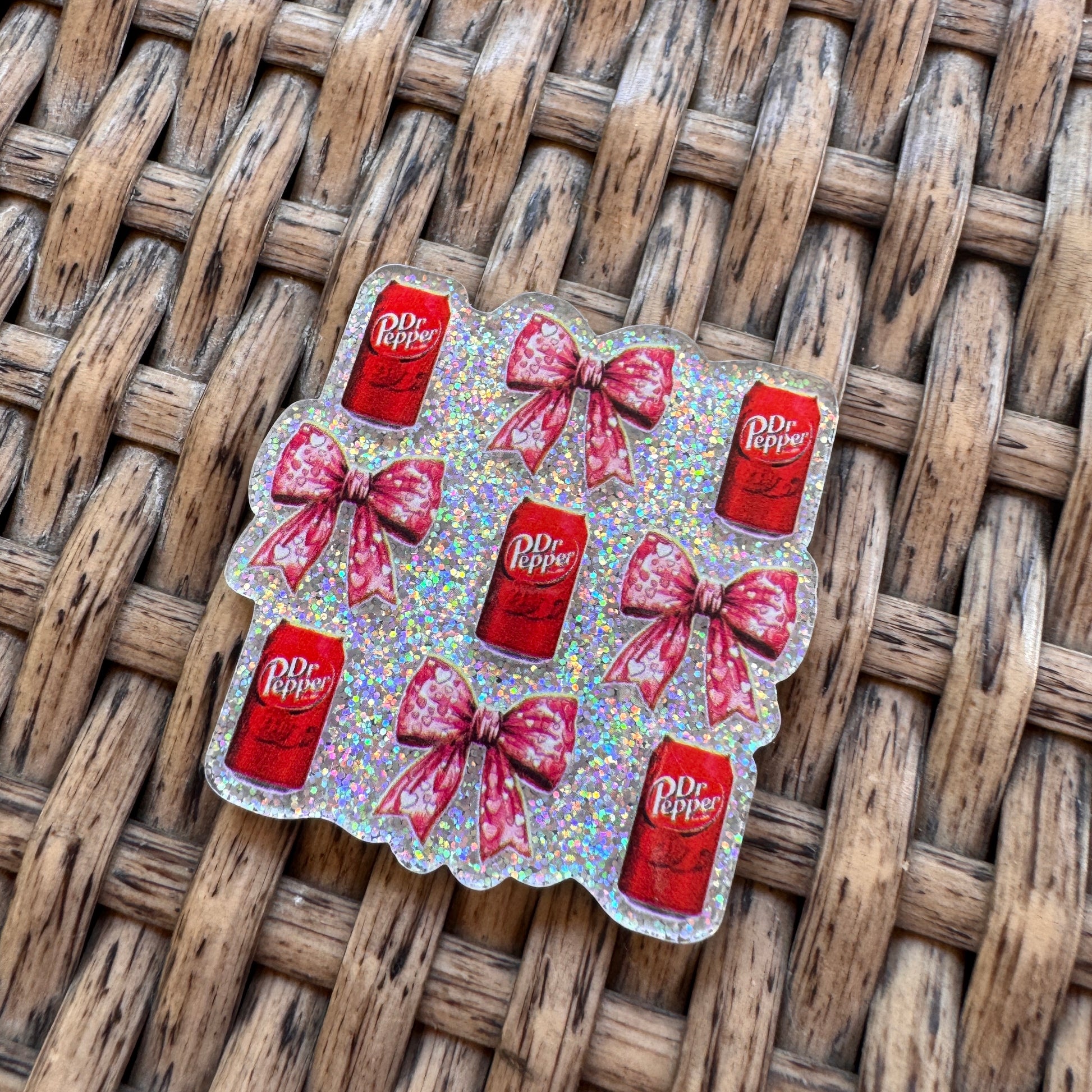 Soda Drink acrylic flatback with bows for crafting. 