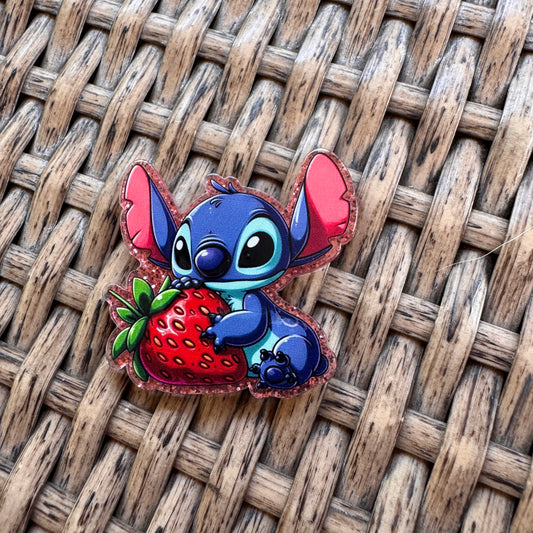 Acrylic Flatback,  Planar, Cabochon, Single Pc. - Stitch with Strawberry