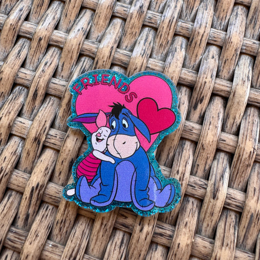 Acrylic Flatback,  Planar, Cabochon, Single Pc. - Piglet and Eeyore