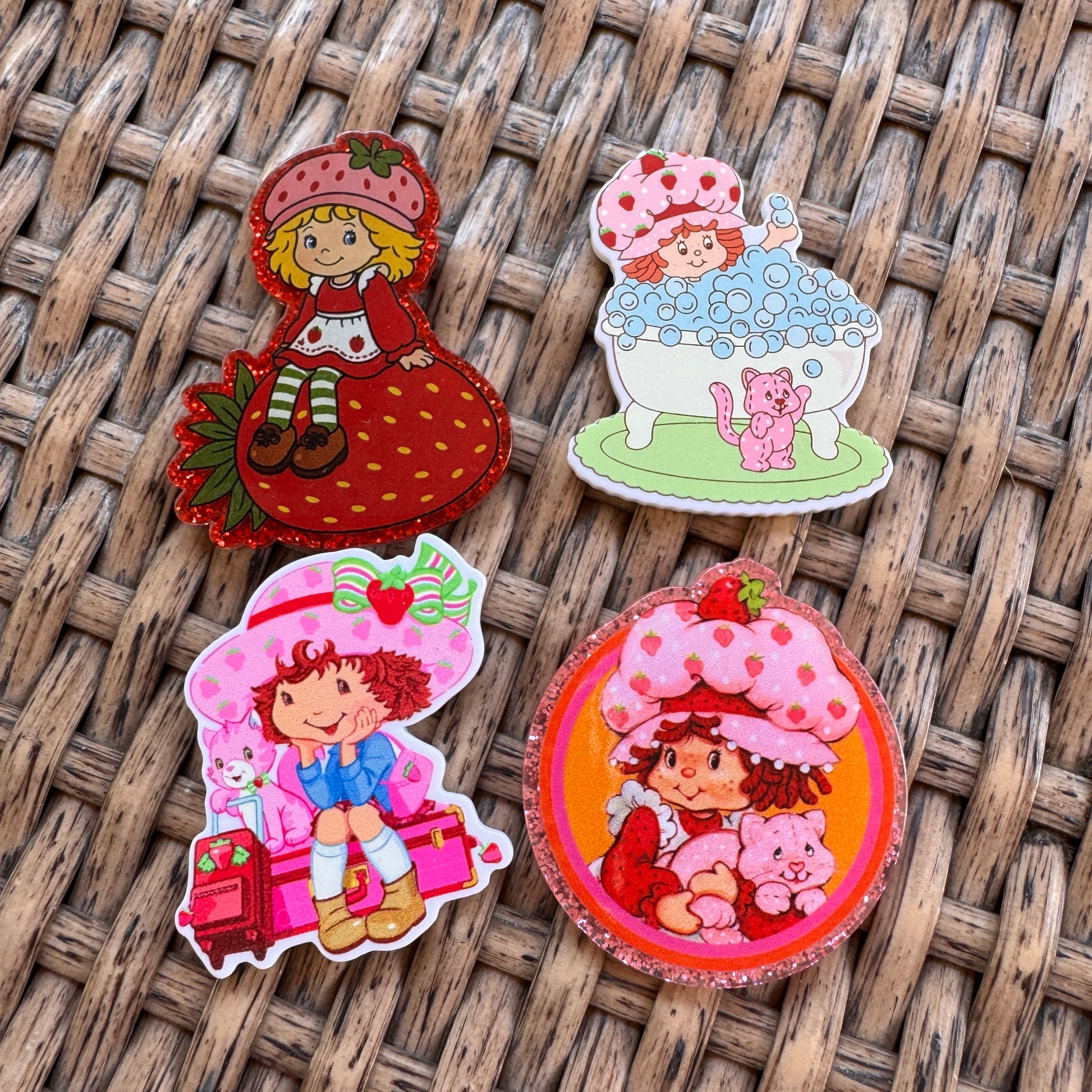 Strawberry shortcake acylic flatbacks for crafting. crafting supplies