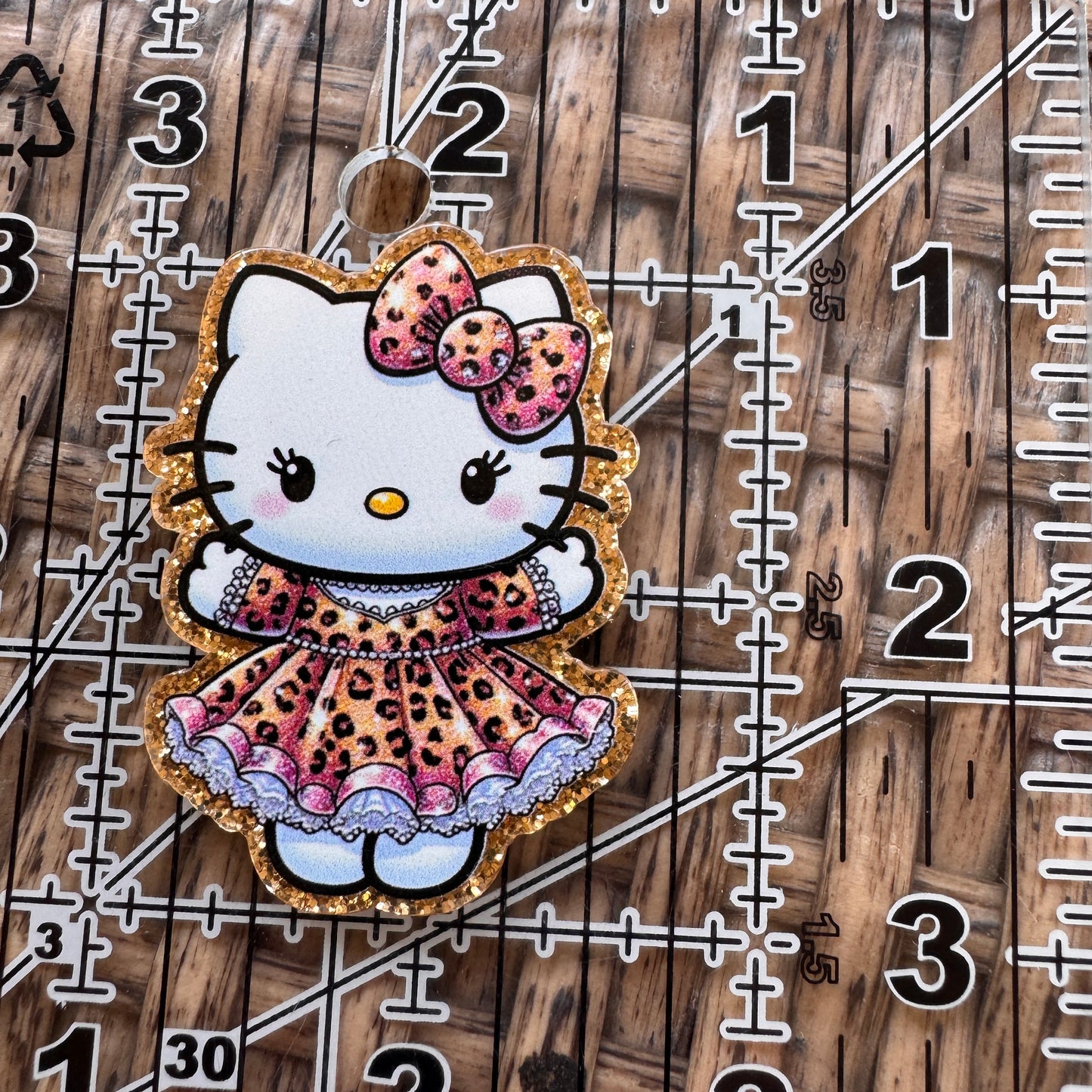 Acrylic Flatback,  Planar, Cabochon, Single Pc. - Hello Kitty Leopard Dress