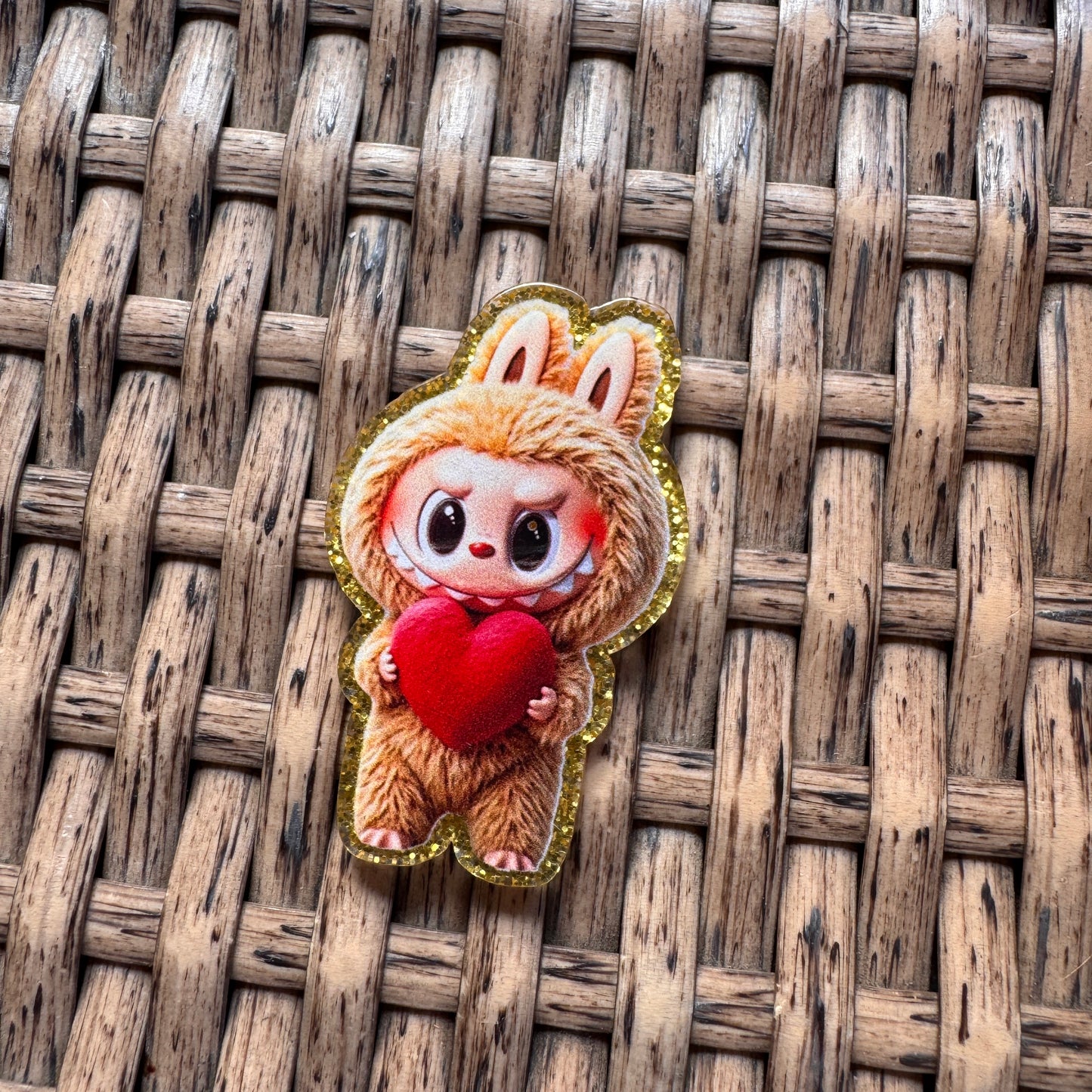 Acrylic Flatback,  Planar, Cabochon, Single Pc. - Labu With Heart