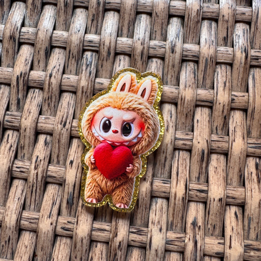 Acrylic Flatback,  Planar, Cabochon, Single Pc. - Labu With Heart