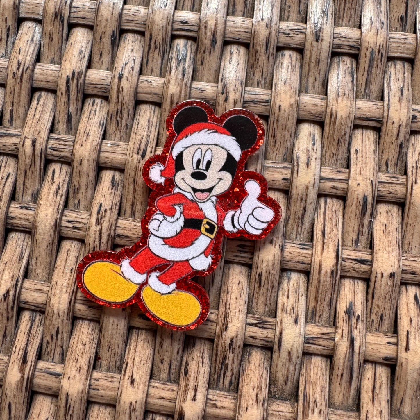 Acrylic Flatback,  Planar, Cabochon, Single Pc. - Christmas Mickey