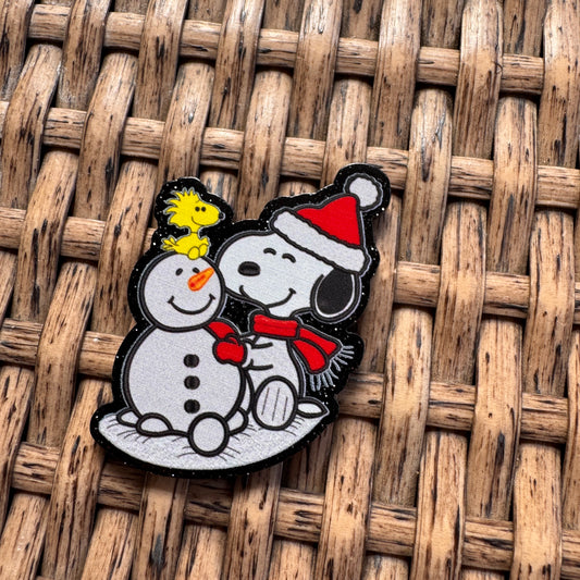 Acrylic Flatback,  Planar, Cabochon, Single Pc. - Snoopy Christmas